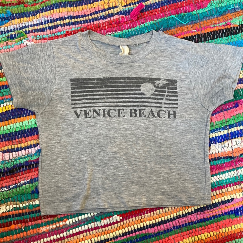 Vintage 2010 Heather-Grey VeniceBeach Logo Crop Tee XS